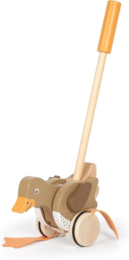 small foot Push Duck with Moving Head, Wood, Learning to Walk, 18 Months, 12493