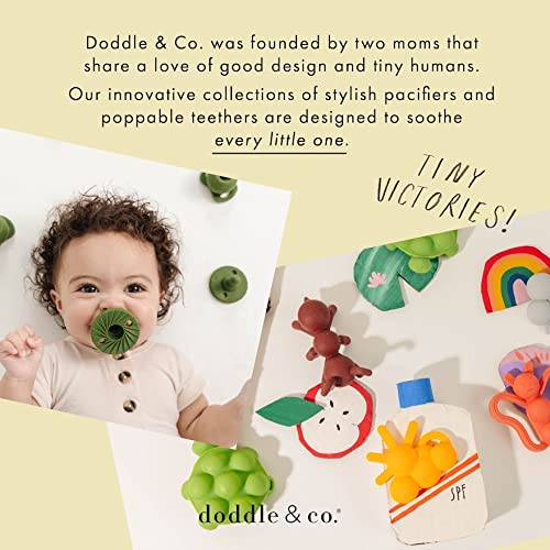Doodle & Co. Pop & Go Pacifier for New Born Babies with Built-in Case | Pinch to Close Version | 100% Silicone for Infants | Helps Promote Oral Development | Plastic Free | 3+ Months