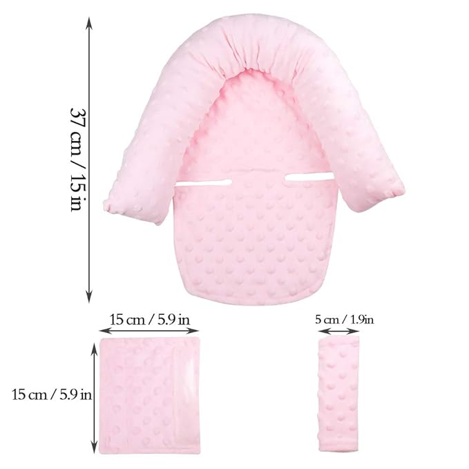 Head Support and Strap Covers, Carseat Neck Cover, Car Accessories for Girl,Light Pink