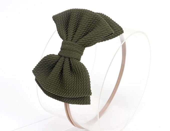 Baby Girl's 5 Inches Soft Double Bow-knot Nylon Headband Toddler Headdress for Photography Party Festivals (Army Green)