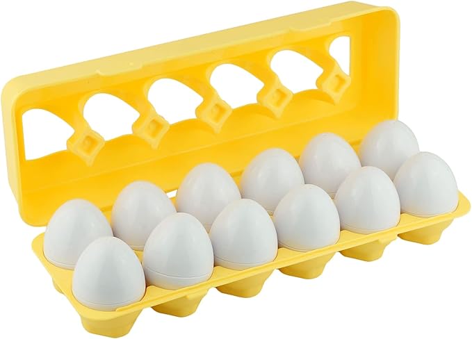 Dimple 12 Play Numbers Egg Matching Toy Play Matching Eggs Easter Toy w/Holder - Egg Toys for Toddlers STEM Egg Toys Colors & Shapes Recognition for Kids -Educational Color Sorting Toy