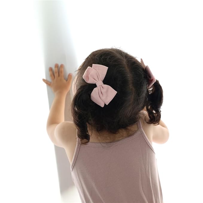 12 PCS Linen Bow Hair Clips for Baby Girls Toddler Kids Hair Bows Alligator Clips In Fringe Bangs Accessories (Assorted A)