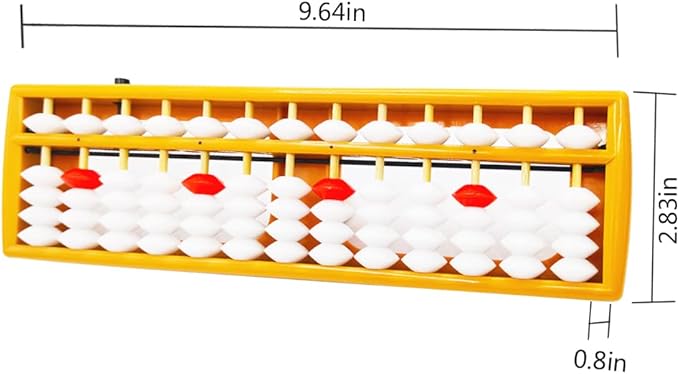 Abacus，Soroban, Abacus for Adults, Professional 13 Column Abacus for Math with Reset Button，Digits and Educational Learning Tool （9.8 inch）
