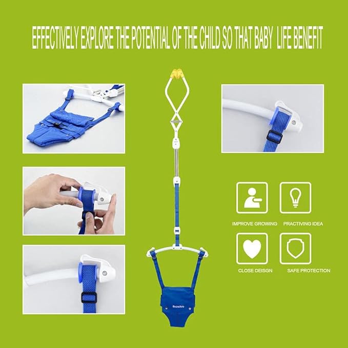 Baby Door Jumper, Playful Parade Door Jumper Door Clamp Adjustable Strap for Toddler Infant 6-24 Months (Blue)
