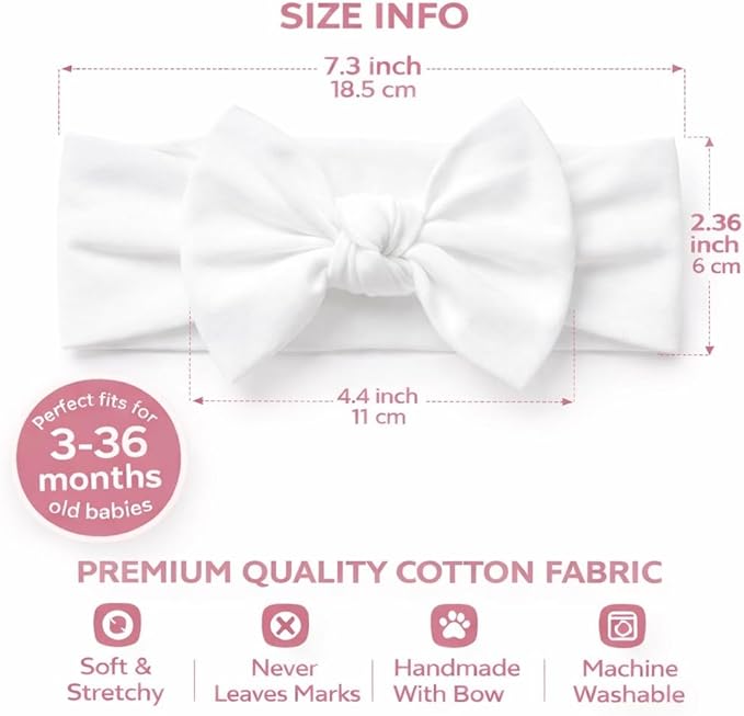 Baby Girl Headbands-Infant,Toddler Cotton Handmade Hairbands with Bows Child Hair Accessories