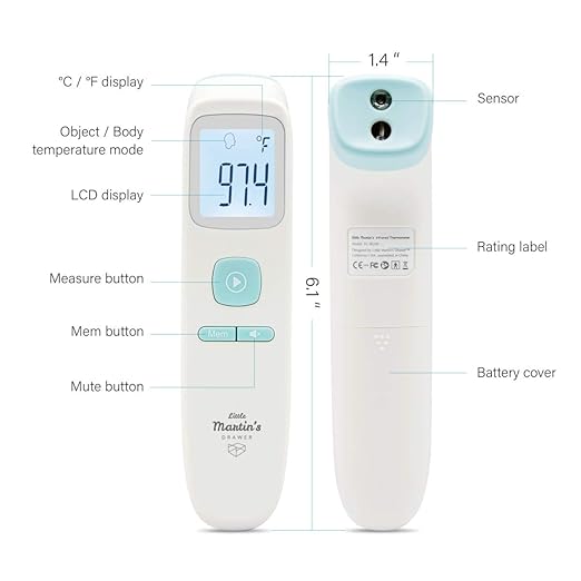 Touchless Thermometer for Adults Kids Baby & Infant - Non Contact Infrared Thermometer with LCD Display - Digital Thermometer Forehead - Built-in Fever Alarm (Blue)