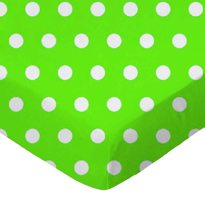 SheetWorld Fitted 100% Cotton Percale Pack N Play Sheet Fits Graco Square Play Yard 36 x 36, Polka Dots Lime, Made in USA