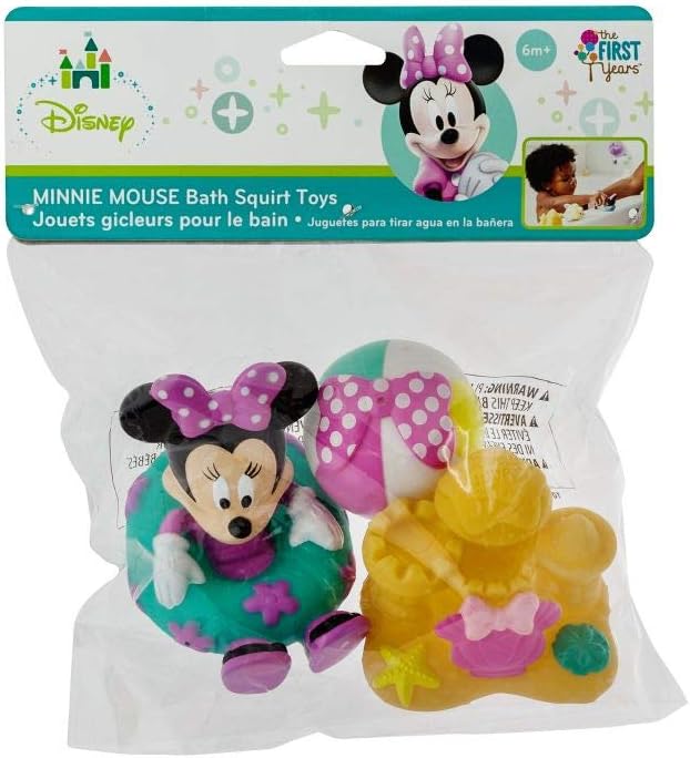 The First Years Disney Minnie Mouse Squirties Baby Bath Toys - Squishy Toddler Toys for Bath, Pool, and Everyday - 3 Count
