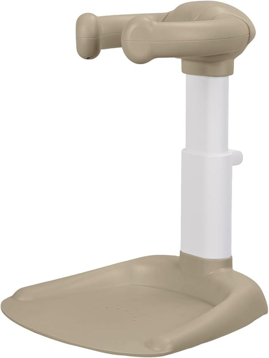 Baby Shower Stand, Adjustable Baby Bath Stand with Armrest, Foldable Baby Bath Support with Shower Head Holder, Shower Standing Support for Infants, Baby Bath Seat, Baby Shower Station Khaki