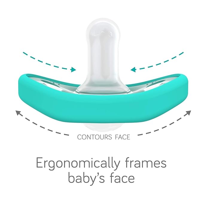 Nanobebe Baby Pacifiers 0-3 Month - Orthodontic, Curves Comfortably with Face Contour, Award Winning for Breastfeeding Babies, 100% Silicone, Perfect Baby Registry Gift 2pk, Sage