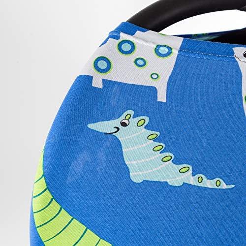 JumpOff Jo - Multifunctional 5-in-1 Cover - Car Seat Canopy, Breastfeeding Cover, Stroller, Highchair, Lounger, Shopping Cart Cover & Baby Blanket, Newborn Essentials - Dinosaurs