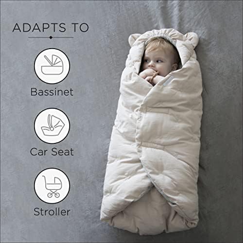 7AM Enfant Baby Car Seat - Nido Quilted Baby carier Cover, Hooded Soft Plush Lining, Stroller | (Brush, Small 0-6M)