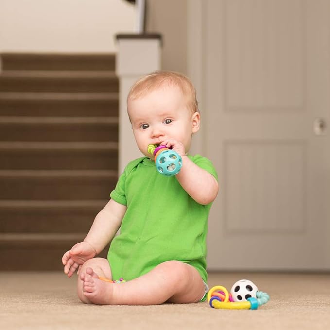 Sassy My First Rattles Newborn Gift Set with 3 Soft and Flexible Rattles, Ages 0+ Months