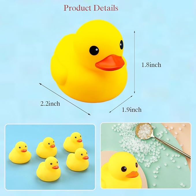 10Pcs Mold Free Yellow Rubber Ducks Waterproof Bath Duck Toys for Toddlers Boys Girls, No Hole Yellow Ducky in Bulk Baby Shower Toy Birthday Party Favors Gift Classroom Summer Beach Pool Party Games