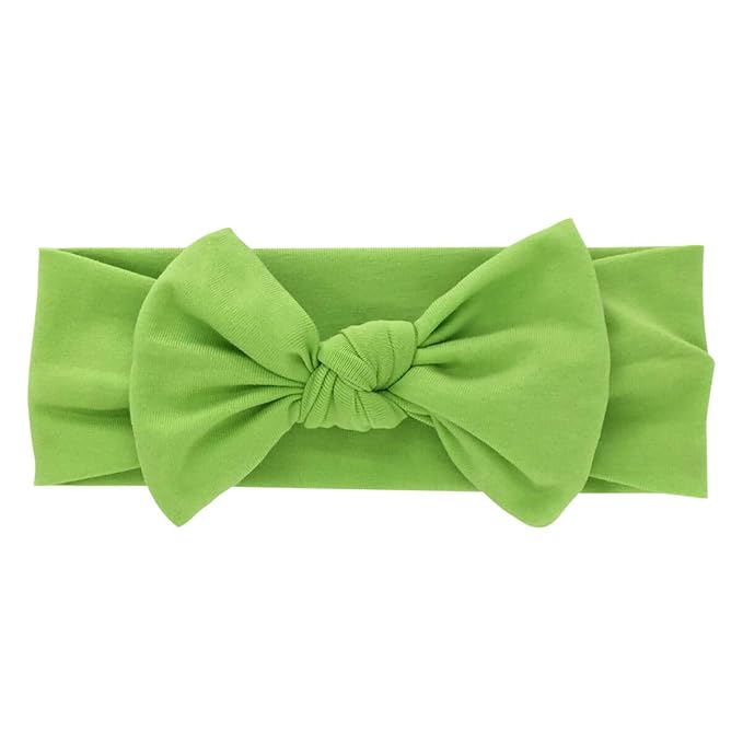 Baby Girl Headbands 0–6 Months – Newborn Infant Soft Cotton Handmade Bow Headband, Stretchy No Mark Baby Hair Accessories (Lime Green, 0-6 Month)