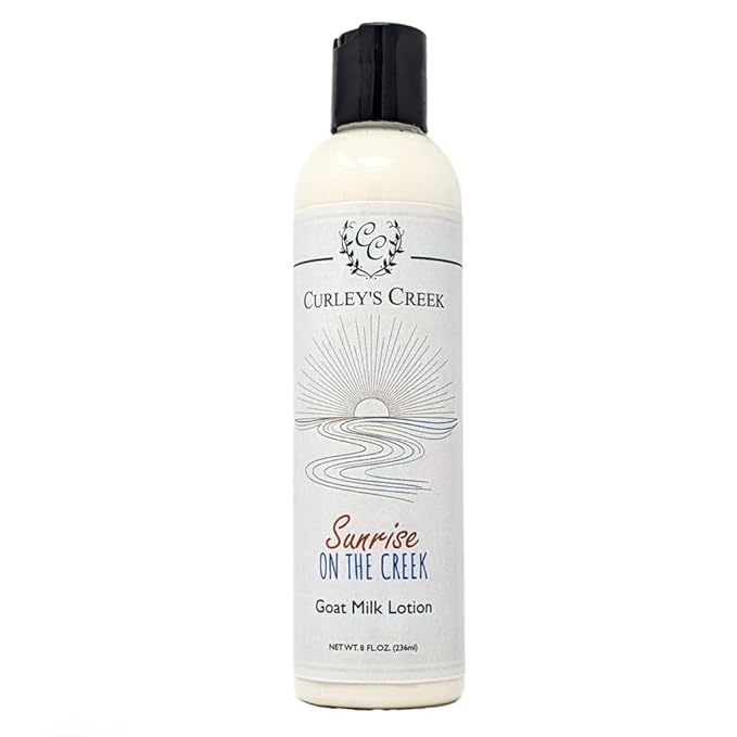 Curley's Creek Goat Milk Lotion | Handmade Natural Skincare | 12 Fragrances | 8 ounce & 16 ounce 8 ounce, Sunrise on the Creek (Clean Peach)