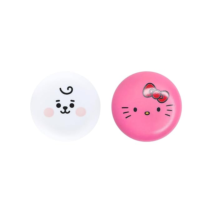 The Creme Shop x Hello Kitty x BT21 Baby Vitamin E, Shea Butter, Natural Oils for Deep Moisturization On-the-go Lip Care Solution Duo Macaron Lip Balm – RJ