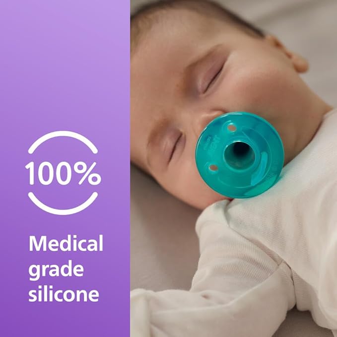 Philips Avent Soothie Baby Pacifiers - 100% Silicone Pacifiers for Babies 0-3 Months,-Piece Design,BPA-Free,Extra Durable,Green,Model SCF190/41,4 Count (Pack of 10)