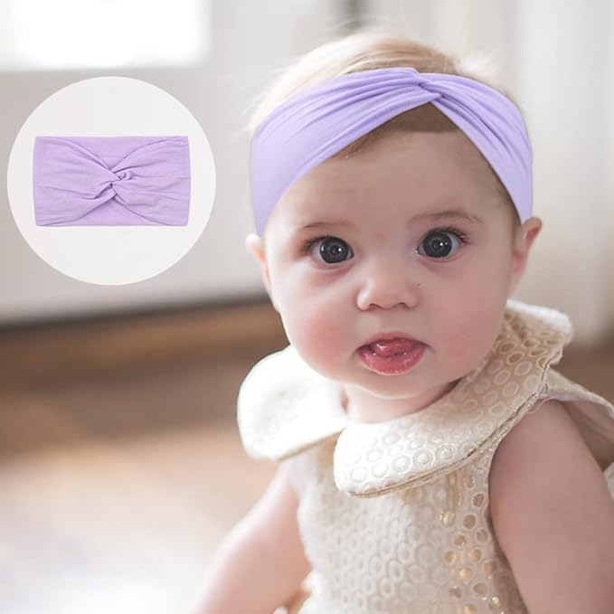 15PCS Baby Nylon Headbands 5 inches Handmade Cross Elastic Headbands for Baby Girls Newborn Infant Toddlers Kids