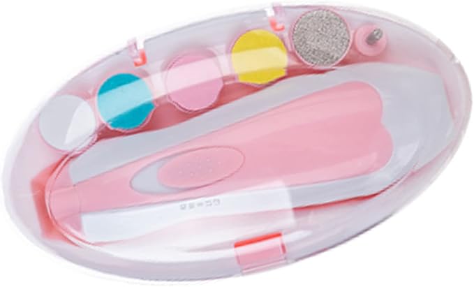 Electric Nail Clipper, 6 in 1 Electronic Baby Nail Clipper File Safe Grinding Heads Nail Trimmer Set for Newborn Manicure (B)