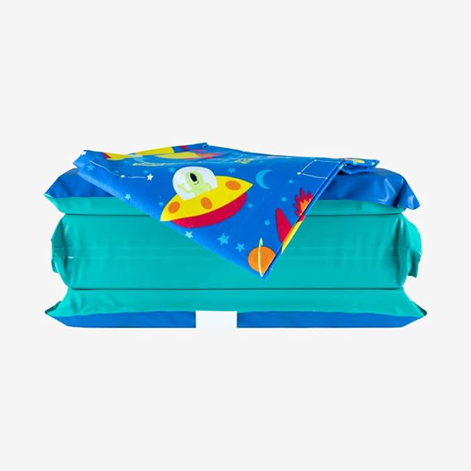 KinderMat 2" Jr. Daydreamer 2" x 19" x 44", 2 inches Thick, 4-Section Rest Mat, Blue/Teal, Great for School, Daycare, Travel, and Home, 100% Made in USA