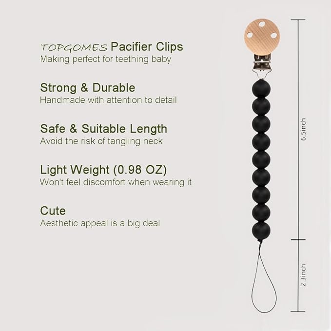 Silicone Pacifier Clip Holder for Baby, Fits Most Pacifier Styles, BPA-Free, 2 Pack (Sand & Light Grey)