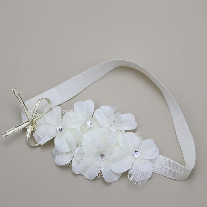 Lace Flower Bow-knot Baby Girls Headband Birthday Infant Wrap Elastic Baby Turban Hairband for Newborn Infant Toddler Kids (Style 11)