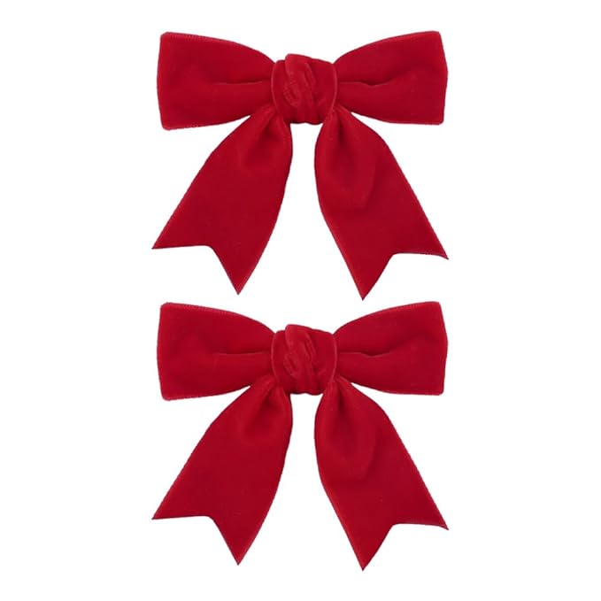 2 Pcs Cute Red Velvet Hair Bow Clips 3" Bowknot Alligator Clip Barrettes Hairpins for Baby Girl Kids Accessories