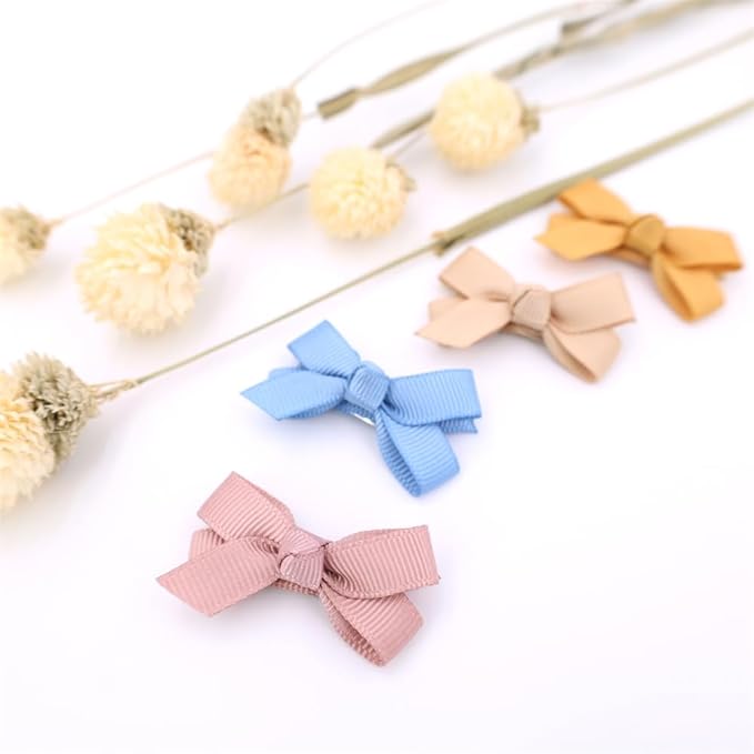 12 PCS Baby Bow Bangs Hair Clips Tiny Snap Clip for Infant Toddler Girl Mini Grosgrain Ribbon Hair Bow Barrettes Girls Hair Accessories (1.75" jojo bow Popular 12 colors)