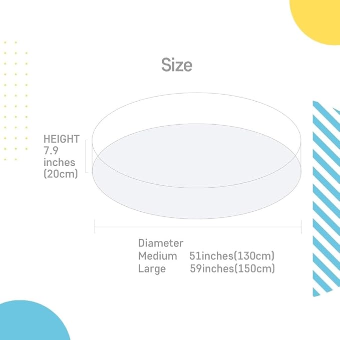 BLUETREE Sensory and Messy Play Mat for Toddlers, Infants and Kids, Safe, Waterproof, Double-Sided and Durable, Play Yard 51"x51"x7.9" Ivory and Gray