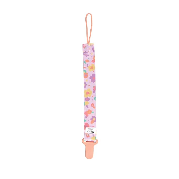 Nuby Pacifinder Baby Pacifier Clip - (2-Pack) - Pacifier Holder Clip with Convenient Hook Loop - Flowers and Polka Dots
