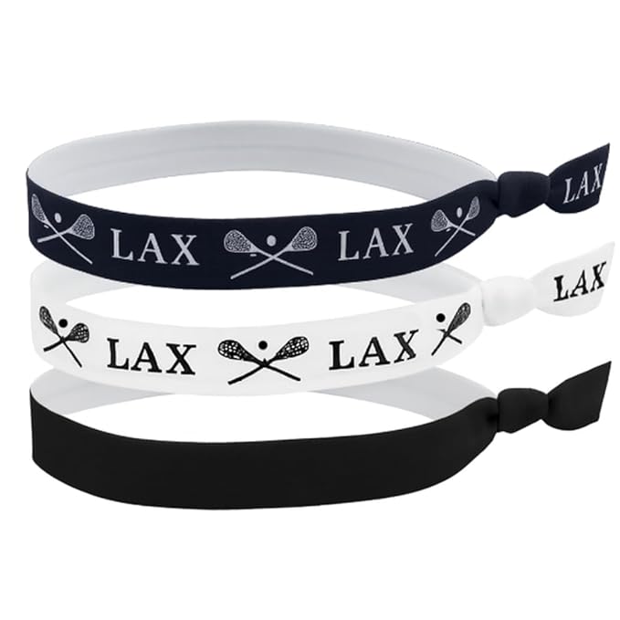 Infinity Collection Lacrosse Headbands for Girls – Set of 3 Non-Slip Black & White LAX Headbands with Silicone Grip – Sports Hairbands for Lacrosse Players and Teams