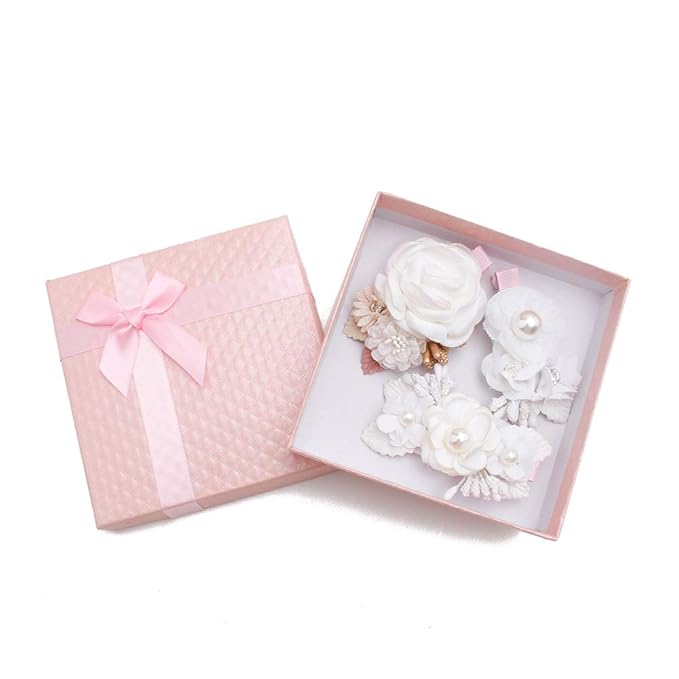 Flower Hair Clips Set-Cherrboll 3pcs Floral Hair Bow Accessories for Baby Girl Toddles Teen Gifts