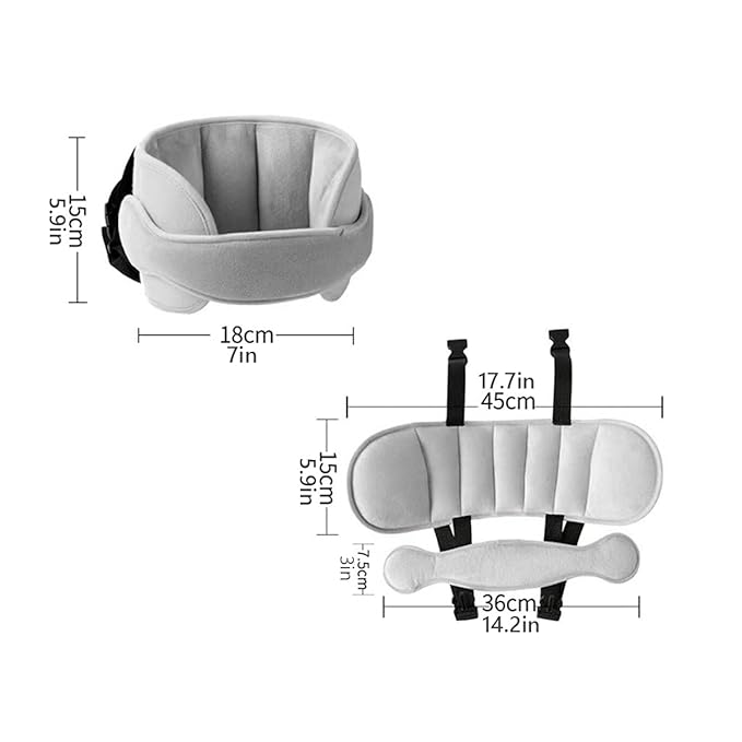 Kids Head Support for Car Seats, U-Shape Children Travel Pillow Cushion Adjustable Comfortable Sleeping Headrest Protective Neck Pillow Travel Accessories Offers Protection Safety for Kids (Grey)