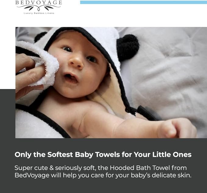 BedVoyage Baby Hooded Towel, 2pc with Baby Washcloth, Viscose Derived from Bamboo & Cotton, Toddler Bath Towels, Gentle, Plush & Absorbent for Babies & Toddlers