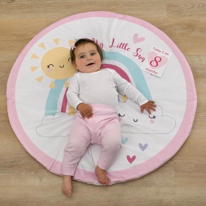 Parent's Choice Milestone Playmat with Marker Cards, Boy, Girl, Tummy Time (Rainbow)