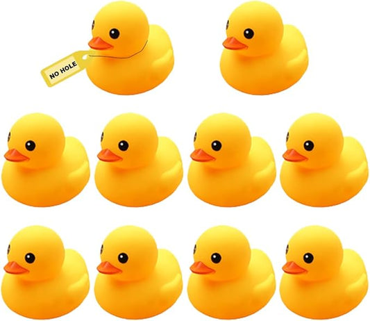 10Pcs No Hole Yellow Rubber Ducks Bath Duck Toys for Toddlers Boys Girls,Mold Free Yellow Ducky in Bulk Mini Ducks Baby Shower Duck Decorations Party Favors