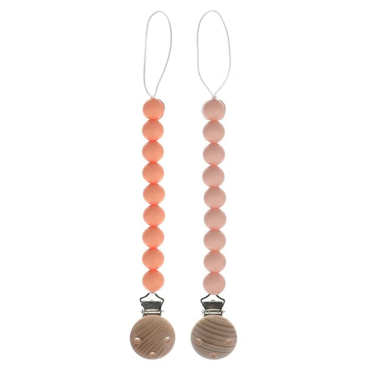 Silicone Pacifier Clip Holder for Baby, Fits Most Pacifier Styles, BPA-Free, 2 Pack (Peach & Pink)