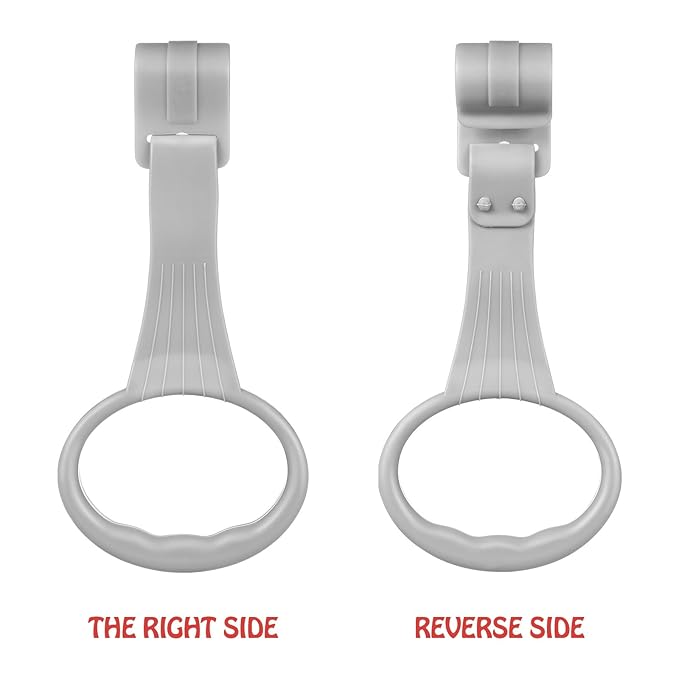 SAFIGLE 2Pcs Baby Playpen Pull up Rings：Pull up Rings for Play Pen，Baby Walking Exercises Assistant - Playpen & Crib Hanging Loop Accessories for Help Stand up Walking Training Tool Newborn (Grey)