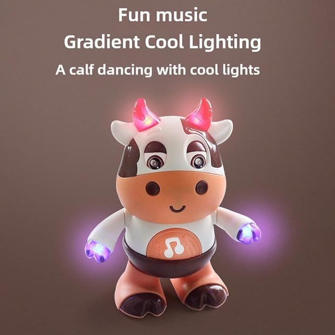 Upgrade Cow Light Up Dancing Cow, Singing and Dancing Cute Little Cow Music Lighting Swinging Dancing Robot Electric Doll Interactive Music Cow Crawling Toy with Music and Led Lights