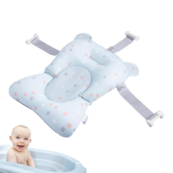 Baby Bath Pad | Foldable Travel Baby Baths Tub, Babies Tub with Soft Baths Mat, Babies Bath Seat Support Net, Non-Slip, 3 Safety Belts, for Home Travelling