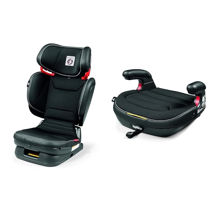 Peg Perego Viaggio Flex 120 - Booster Car Seat - for Children from 40 to 120 lbs - Made in Italy - Licorice (Black) & Viaggio Shuttle - Booster Car Seat - for Children from 40 to 120 lbs