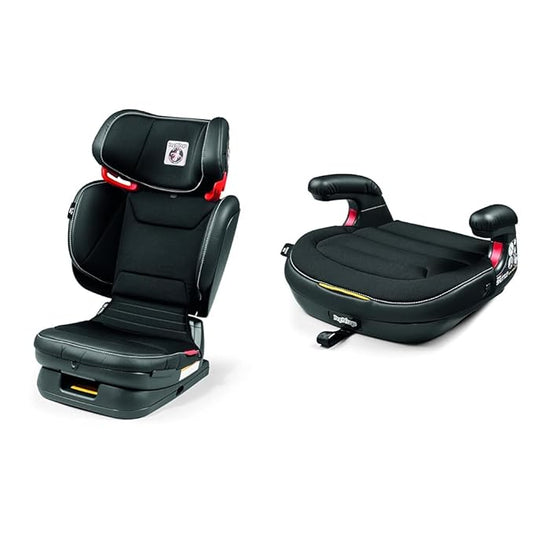 Peg Perego Viaggio Flex 120 - Booster Car Seat - for Children from 40 to 120 lbs - Made in Italy - Licorice (Black) & Viaggio Shuttle - Booster Car Seat - for Children from 40 to 120 lbs