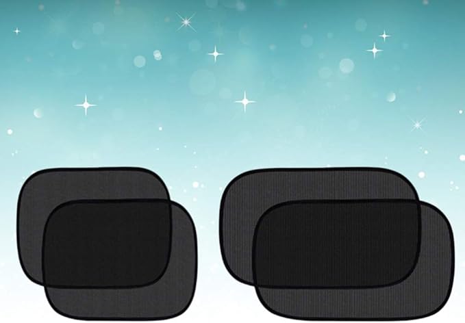 Wakauto 4pcs Car Window Sunshade Static Cling Shade for Back Seat Uv Protection and Sun Compatible Vehicles Black