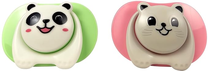 Cartoon Animal Baby Toddler & Children Natural Shaped Orthodontic Pacifier/Binky (Cat and Panda Variety Pack)