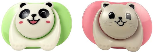 Cartoon Animal Baby Toddler & Children Natural Shaped Orthodontic Pacifier/Binky (Cat and Panda Variety Pack)