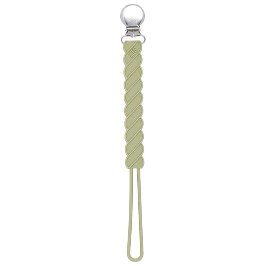 Three Little Tots All Silicone Modern, Short and Safety Tested Pacifier Clip (Olive, Twist)