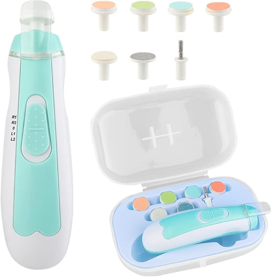 Baby Nail Trimmer Electric, Upgrade Baby Nail Clippers Safe Baby Nail File Kit, Trim Polish Grooming Kit for Newborn Infant Toddler or Adults Toes Fingernails Care (Blue, 1PCS)