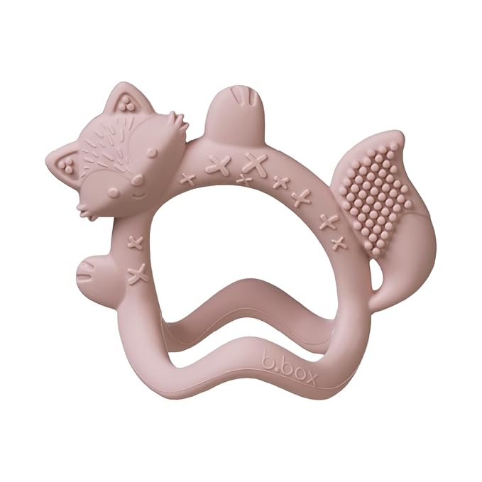 b.Box + Lansinoh Wrist Baby Teether 3m+ | Food-Grade Silicone Teething Toy for Infants | Bracelet-Design for Fewer Drops, Encourages Sensory Exploration, BPA-Free, Dishwasher Safe | Blush