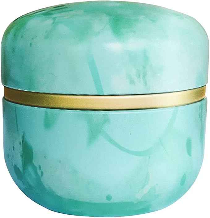 Topwon Body Powder Container with Powder Puff for Baby Women Talc Free Dusting Loose Powder Case Home Travel Powder Box (Green)